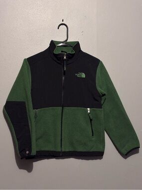 The North Face Boys Green and Black Full Zip Fleece Jacket